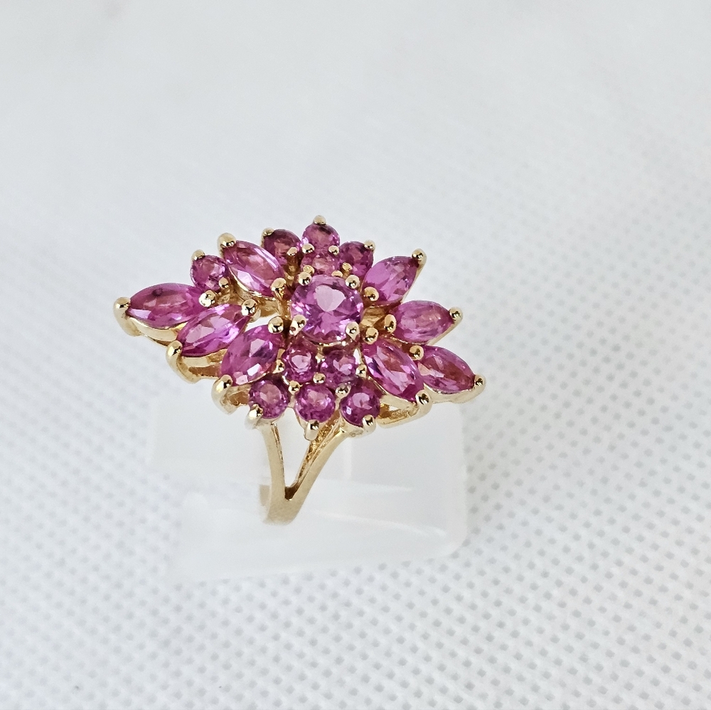 Vintage Ross Simons Pink Sapphire Ring 14K Vermeil Size 6! - Picture 3 of 8